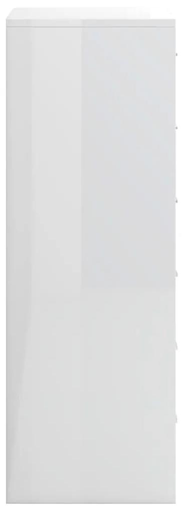 Συρταριέρα με 6 Συρτάρια Γυαλ. Λευκό 50x34x96 εκ. Μοριοσανίδα - Λευκό