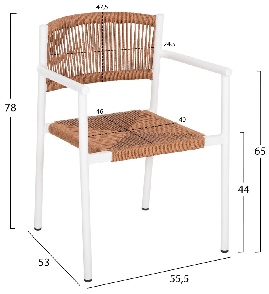 ΠΟΛΥΘΡΟΝΑ ΑΛΟΥΜΙΝΙΟΥ STER HM5786.11 ΛΕΥΚΗ-ΣΥΝΘ.RATTAN ΜΠΕΖ 55,5x53x78Υεκ. - 0610503 - HM5786.11