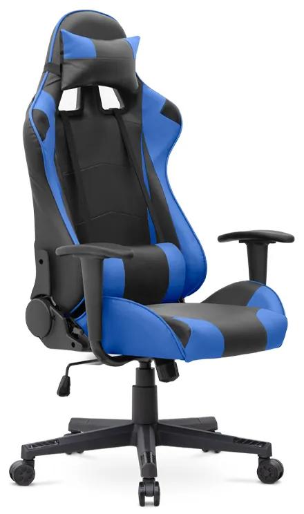 0223122 Καρέκλα γραφείου Gaming Alonso Megapap από τεχνόδερμα χρώμα μπλε - μαύρο 67x70x125/135 εκ. Τεχνόδερμα, 1 Τεμάχιο