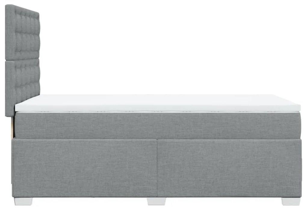 Κρεβάτι Boxspring με Στρώμα Ανοιχτό Γκρι 90x200 εκ. Υφασμάτινο - Γκρι