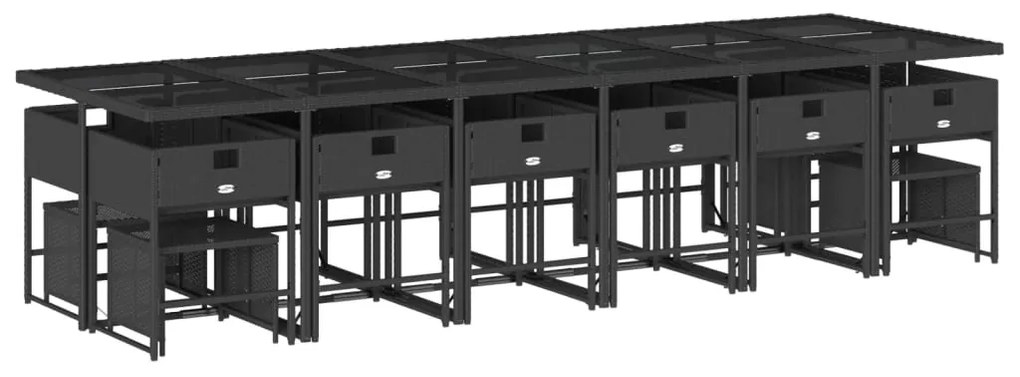 vidaXL Σετ Τραπεζαρίας Κήπου 17 τεμ Μαύρο από Συνθ. Ρατάν με Μαξιλάρια