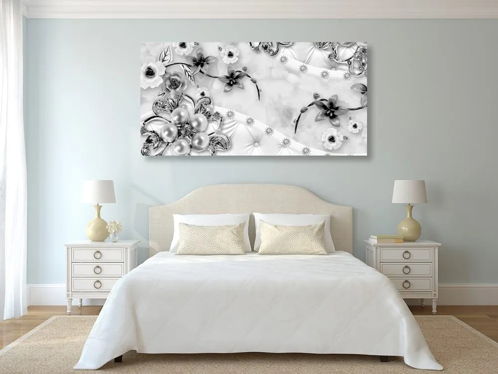 Εικόνα πολυτελείας floral κοσμήματα σε μαύρο & άσπρο - 120x60