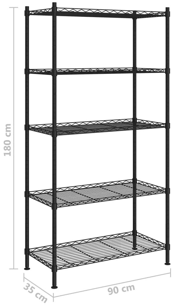 vidaXL Ραφιέρα Αποθήκευσης 5 Επιπέδων Μαύρη 90 x 35 x 180 εκ. 250 κιλά