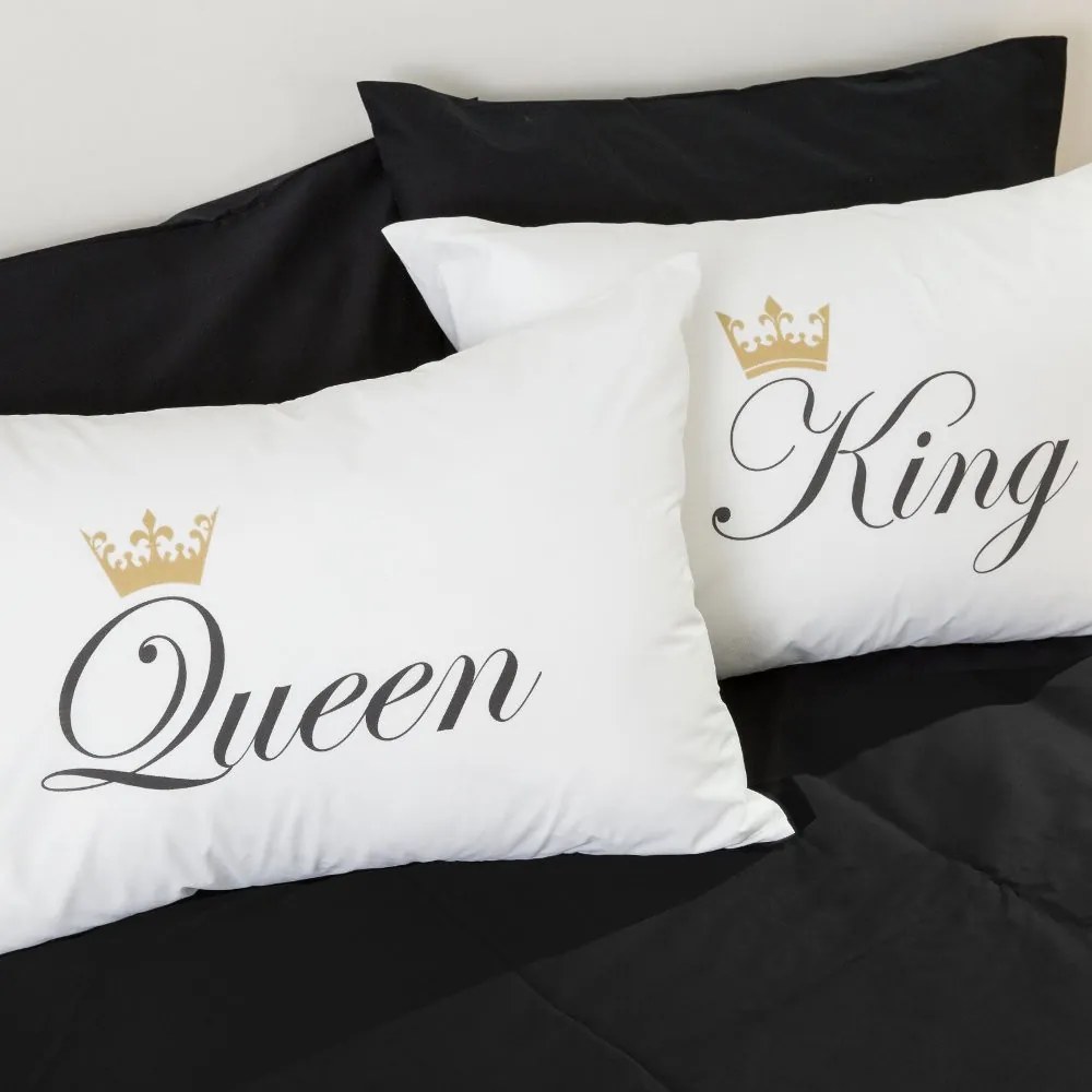 Ζεύγος Μαξιλαροθήκες Queen&amp;King Λευκό  2  50 x 70 cm 041601071017