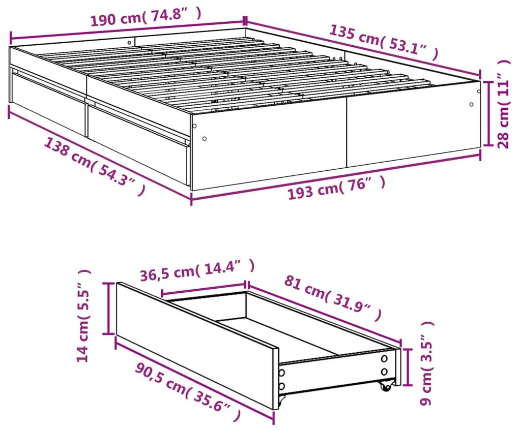 ΠΛΑΙΣΙΟ ΚΡΕΒΑΤΙΟΥ ΜΕ ΣΥΡΤΑΡΙΑ ΓΚΡΙ SONOMA 135X190ΕΚ. ΕΠΕΞ. ΞΥΛΟ 3280697