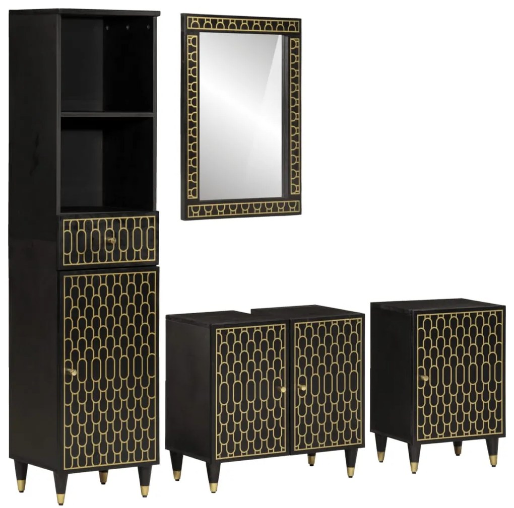 vidaXL Έπιπλα Μπάνιου Σετ 4 Τεμαχίων από Μασίφ Ξύλο Μάνγκο