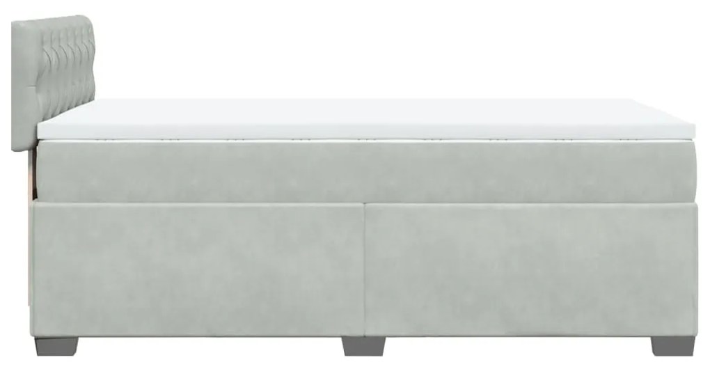 vidaXL Κρεβάτι Boxspring με Στρώμα Ανοιχτό Γκρι 80x200 εκ. Βελούδινο