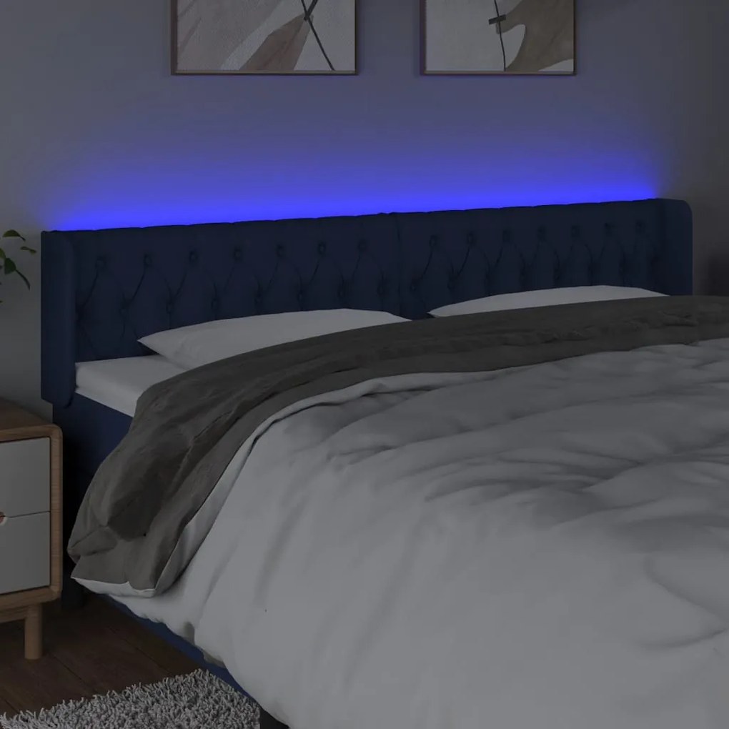 vidaXL Κεφαλάρι Κρεβατιού LED Μπλε 183x16x78/88 εκ. Υφασμάτινο