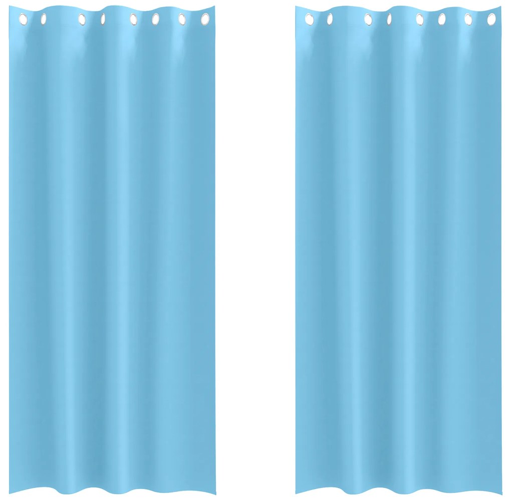 vidaXL Κουρτίνες με κουρτίνες 2 pcs Γαλάζιο 225 x 140 εκ. Πολυεστέρας