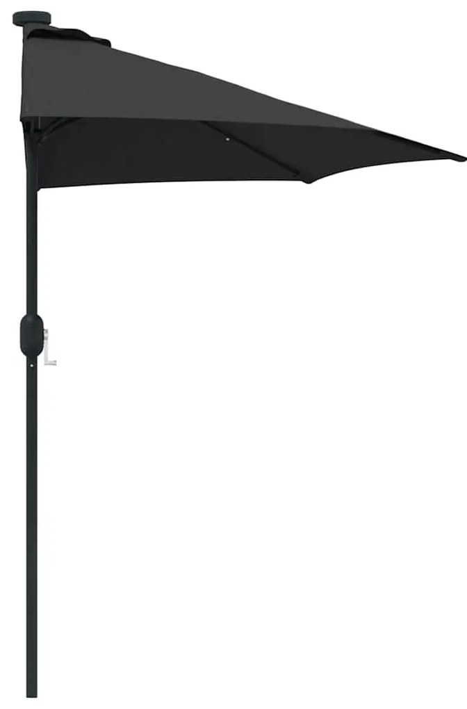 vidaXL Ομπρέλα Κήπου Μαύρο 294 x 150 x 224 εκ Πολυεστέρας και Χάλυβας