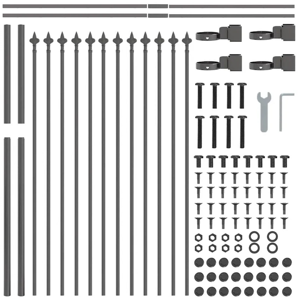 vidaXL Φράχτης Κήπου 4 pcs Γκρι 6,8 x 0,8 μ Ατσάλι με Πούδρα