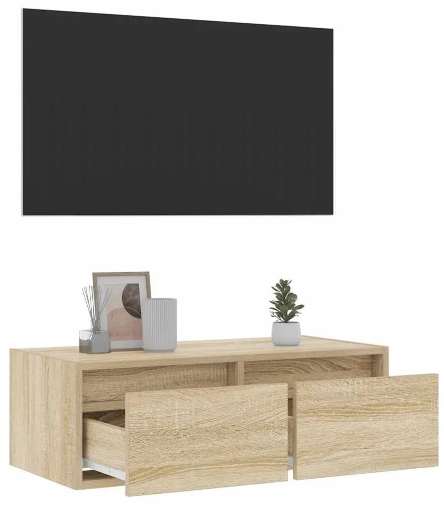 ντουλάπι τηλεόρασης με φώτα LED Sonoma Oak 75x35,5x25 cm - Καφέ