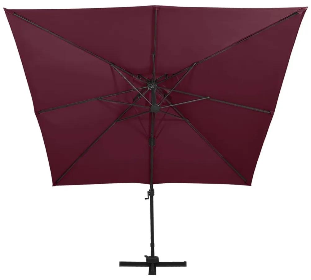 Ομπρέλα Κρεμαστή με Διπλή Οροφή Μπορντό 300 x 300 εκ. - Κόκκινο