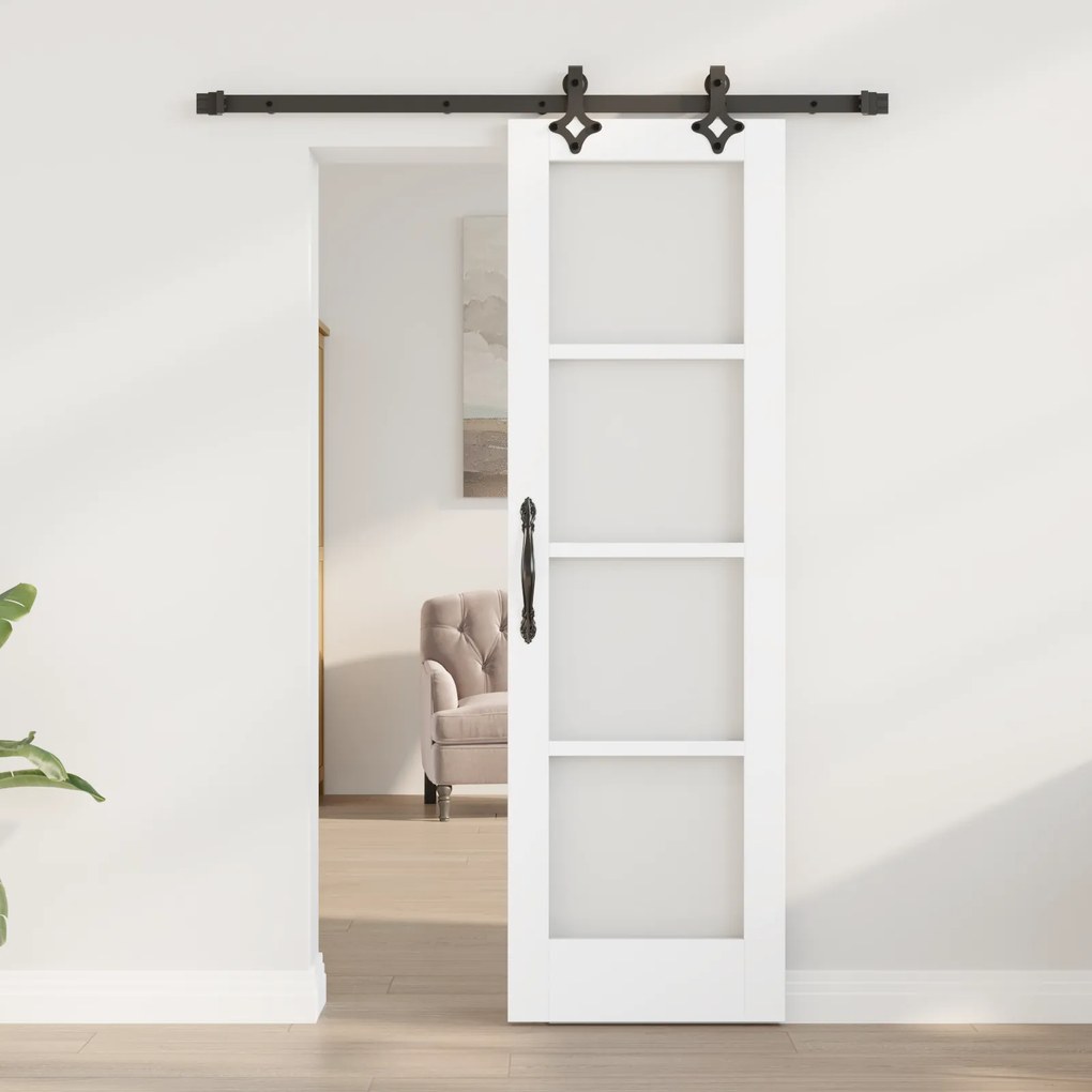 vidaXL Συρόμενη Πόρτα  με Σετ Υλικών Λευκό 61x198.5 εκ. Στερεό Ξύλο Πεύκου