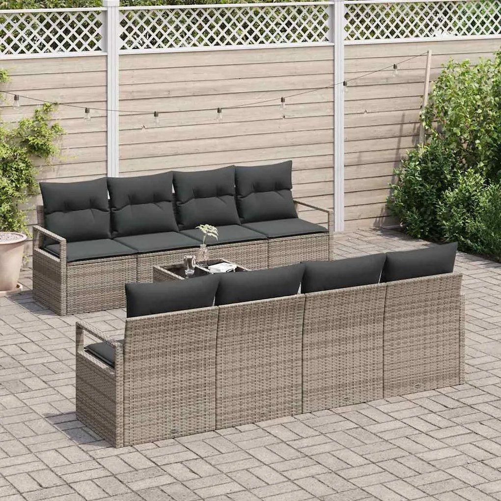 vidaXL Σετ Καναπέ Κήπου 7 pcs Γκρι 55 x 55 x 37 εκ συνθετικό ρατάν