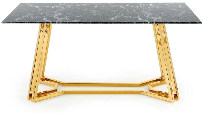 Τραπέζι Houston 1137, Χρυσό, Μαύρο μάρμαρο, 75x90x160cm, 57 kg, Επεξεργασμένο γυαλί, Μέταλλο | Epipla1.gr
