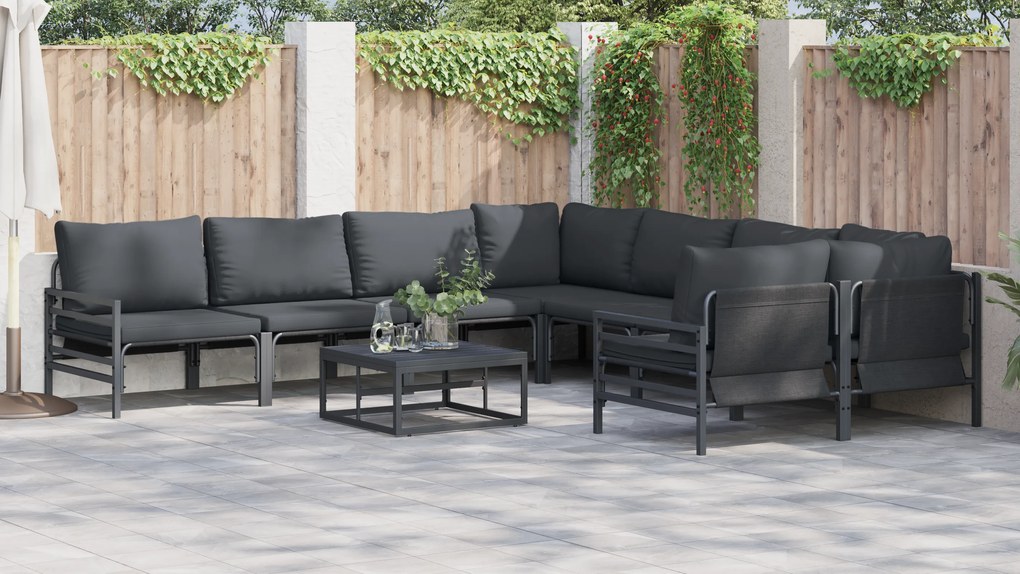 vidaXL Σετ Καναπέ Κήπου 8 pcs Ανθρακί Ατσάλι