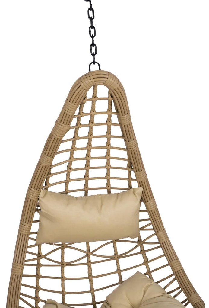 Κούνια κήπου - Φωλιά LUCIA με Wicker Μπέζ και Μαξιλάρια Μπέζ και Μαύρο μέταλλο Φ95x195Υ εκ. 95x95x195 εκ.