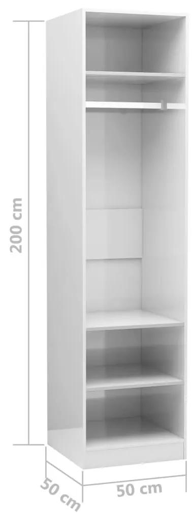 Ντουλάπα Γυαλιστερό Λευκό 50 x 50 x 200 εκ. από Μοριοσανίδα - Λευκό