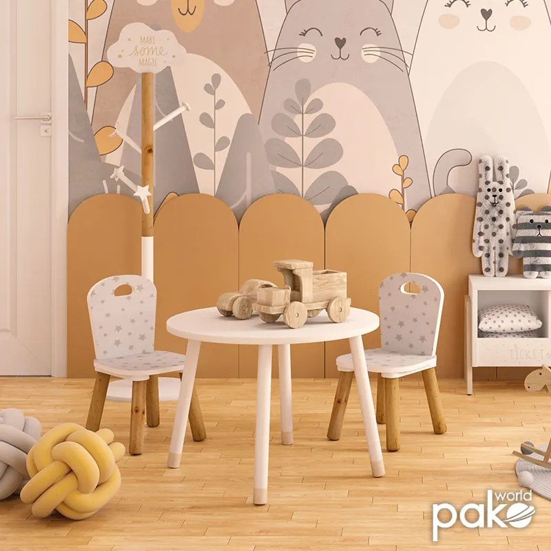 Παιδικό τραπεζάκι Playful pakoworld λευκό-φυσικό Φ60x43,5εκ (1 τεμάχια)