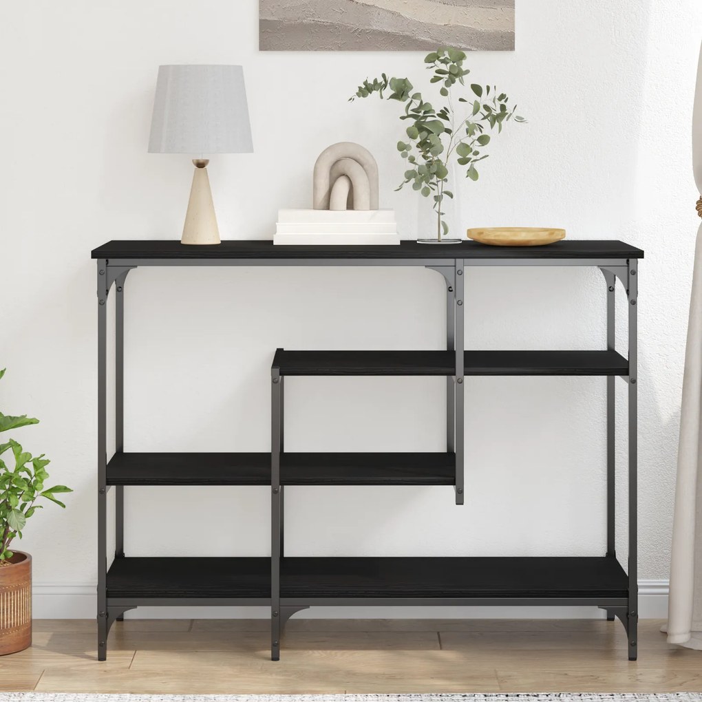 vidaXL Κονσόλα Μαύρη Δρυς 100x35x75 εκ Επεξεργασμένο Ξύλο και Ατσάλι