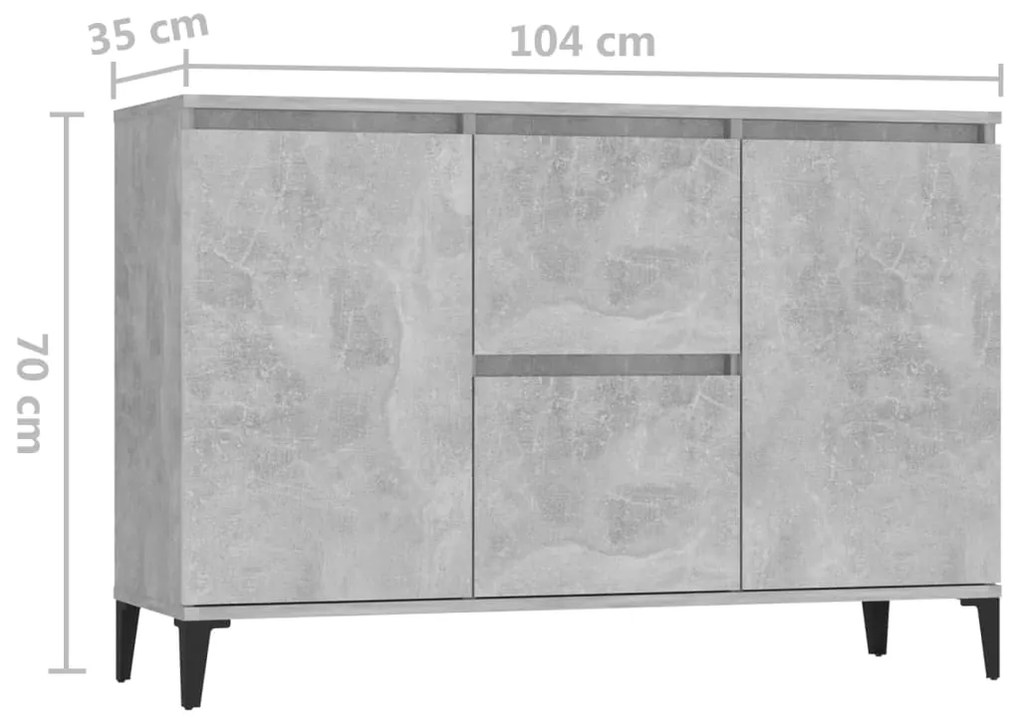 Μπουφές Γκρι Σκυροδέματος 104x35x70 εκ. από Επεξεργασμένο Ξύλο - Γκρι