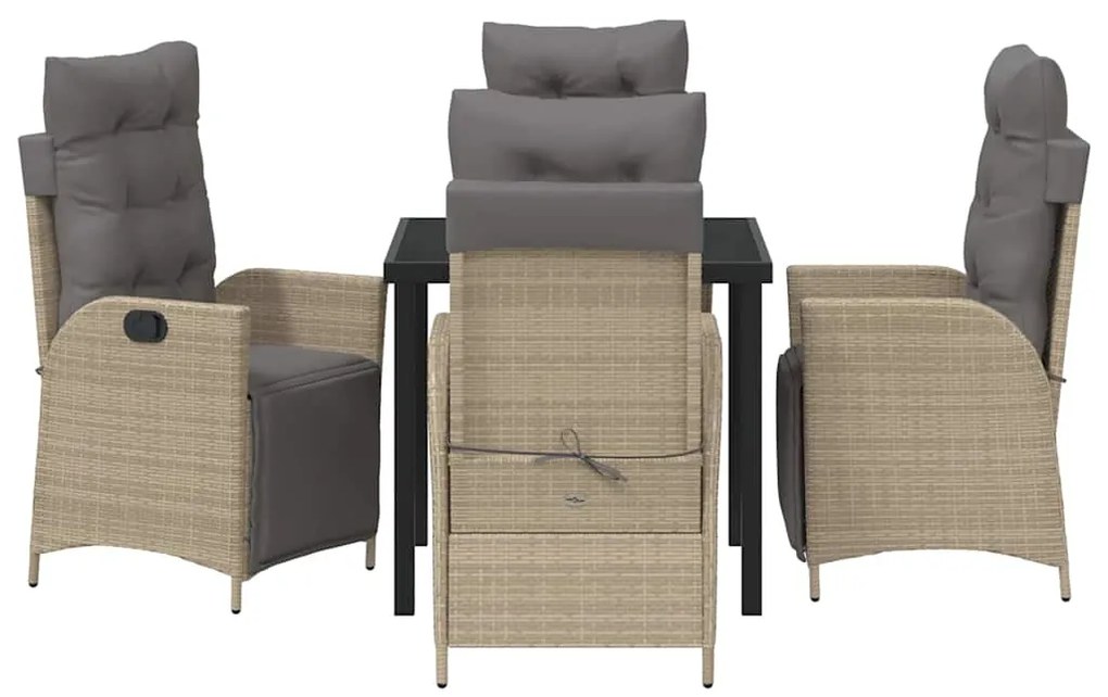 vidaXL Σέτ φαγητού για κήπο με μαξιλάρι 5 pcs Μπεζ συνθετικό ρατάν