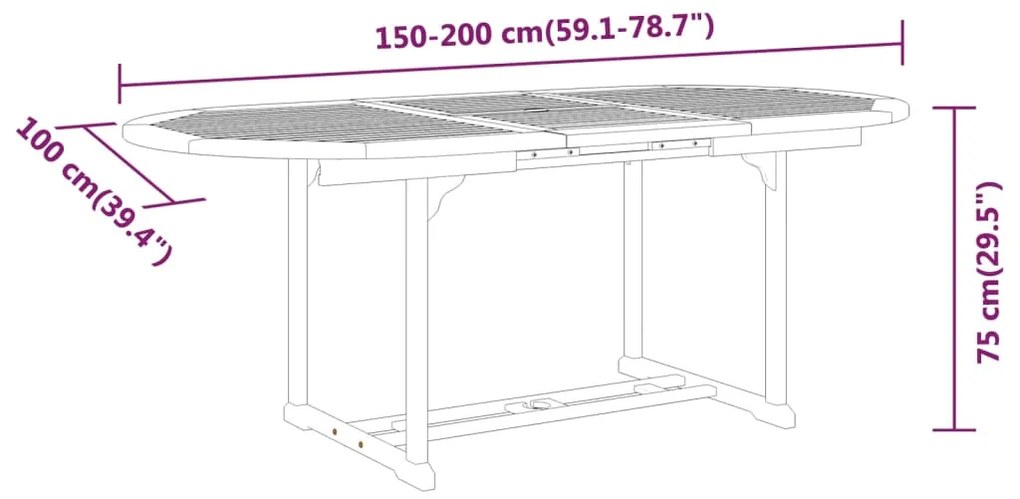 Τραπέζι Κήπου 200 x 100 x 75 εκ. από Μασίφ Ξύλο Ευκαλύπτου - Καφέ