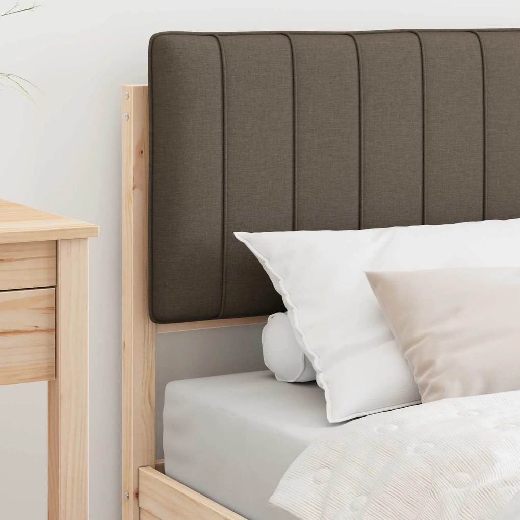 vidaXL Σκελετός Κρεβατιού με Επενδεδυμένο Κεφαλάρι Taupe 90 x 200 cm