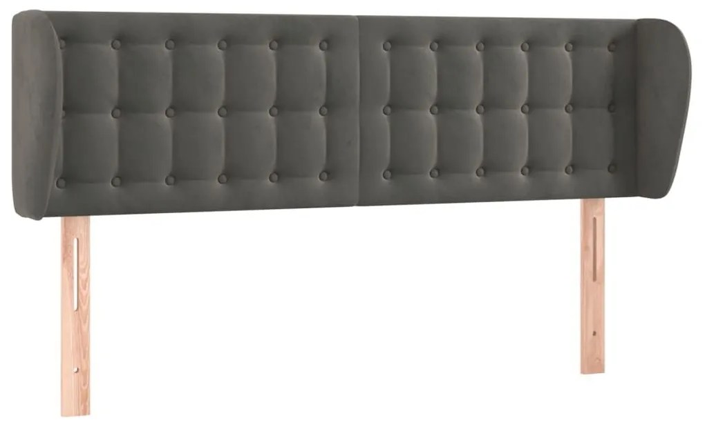 Κεφαλάρι με Πτερύγια Σκούρο Γκρι 147x23x78/88 εκ. Βελούδινο - Γκρι