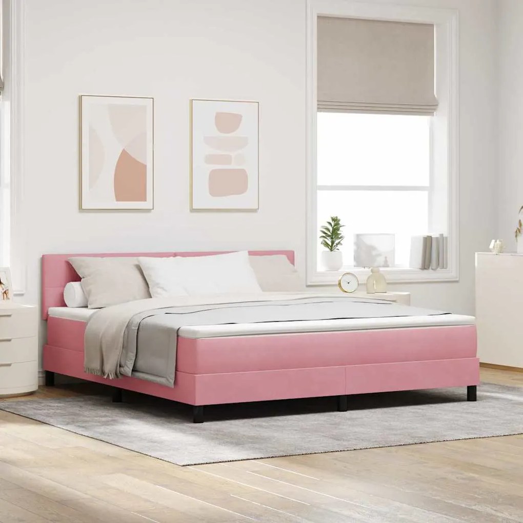 vidaXL Κρεβάτι με ελατήρια με στρώμα Ροζ 180 x 200 cm Βελούδο