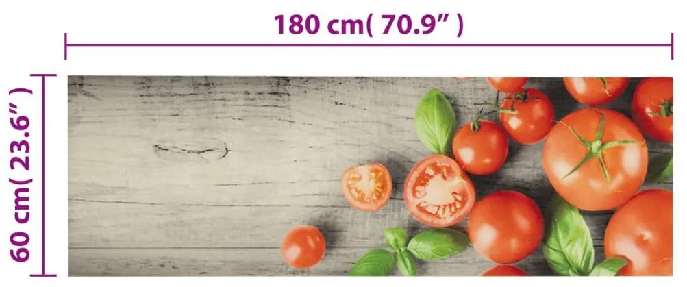 Χαλί Κουζίνας Πλενόμενο Σχέδιο Tomatoes 60 x 180 εκ. Βελούδινο - Γκρι