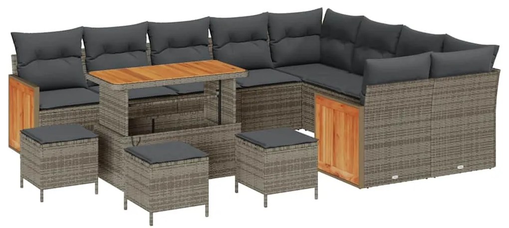 vidaXL Σετ Καναπέ Κήπου με μαξιλάρι 13 pcs Γκρι 110 x 55 x 71 εκ