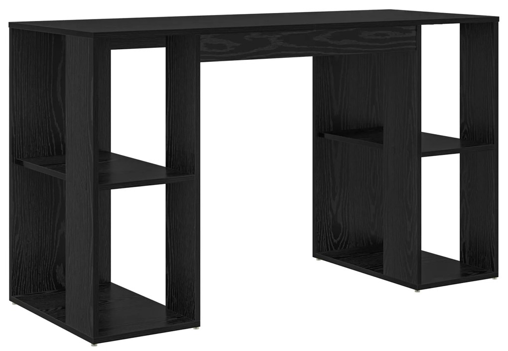 vidaXL Γραφείο με Αποθήκευση με ράφι Μαύρη Οξυά 130 x 50.5 x 75 εκ
