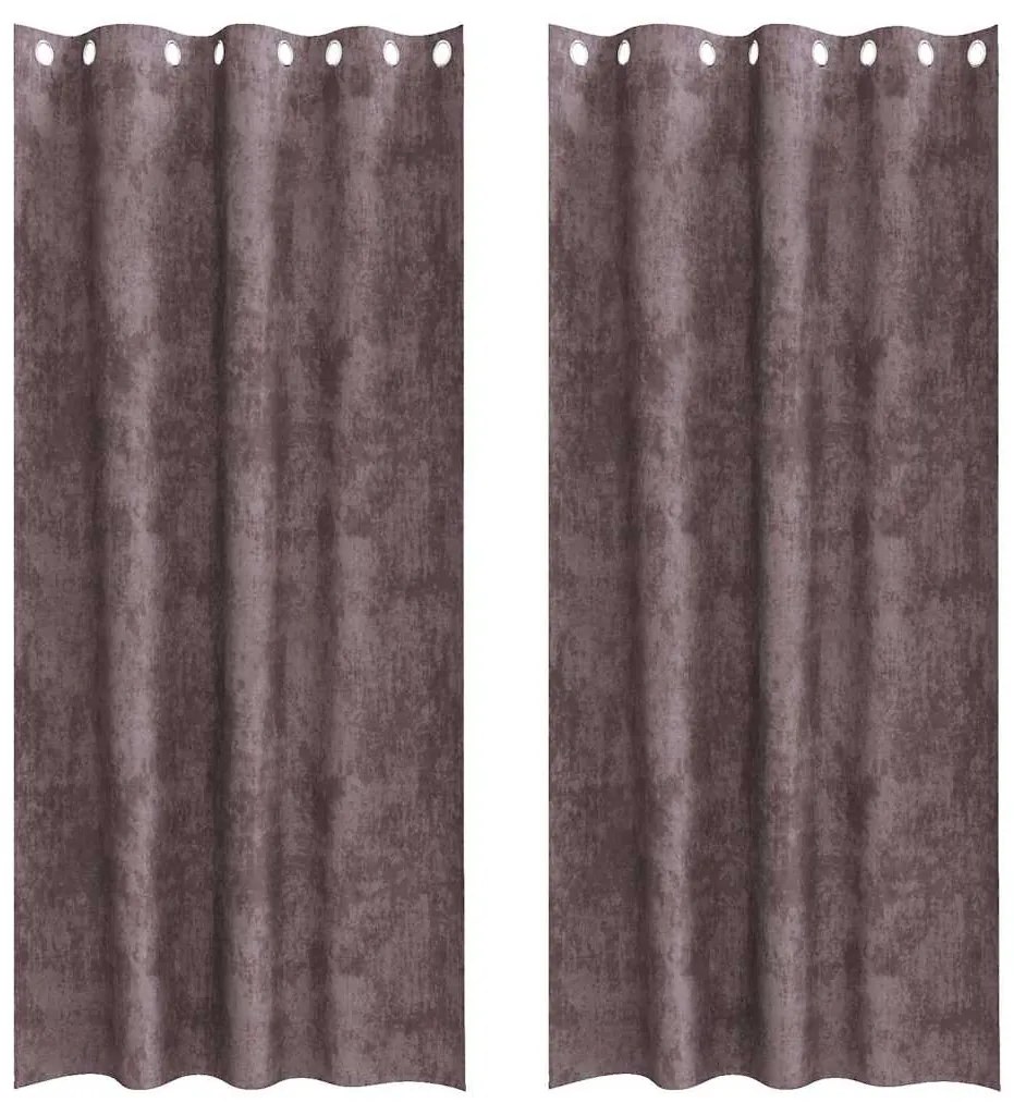 vidaXL Κουρτίνα με κουρτίνες 2 pcs Καφέ 260 x 140 εκ. Βελούδο