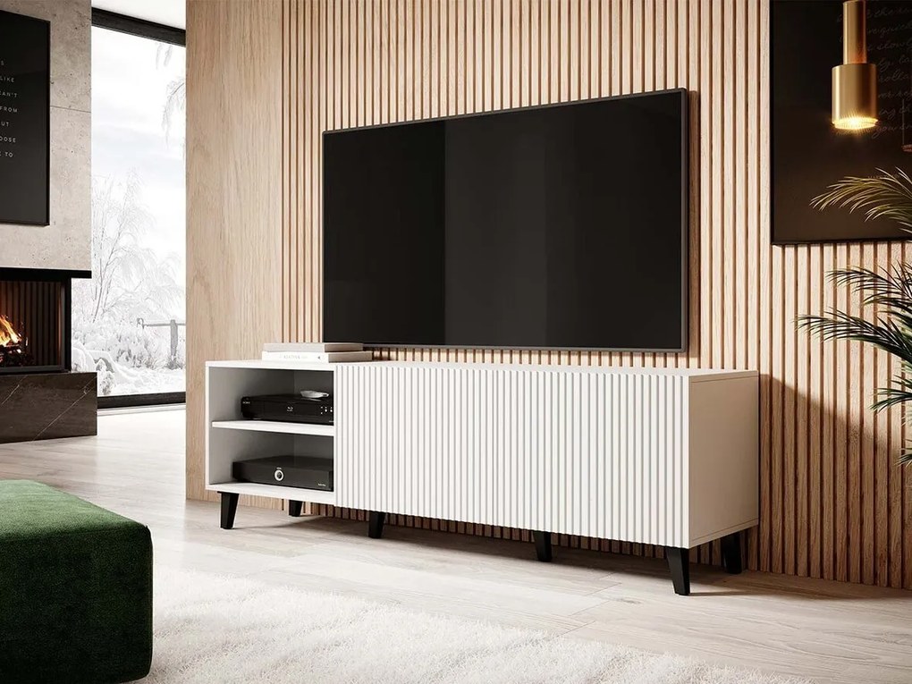 Τραπέζι Tv Charlotte H102, Μαύρο, Άσπρο, Ο αριθμός των θυρών: 2, 150x52x40cm, 36 kg | Epipla1.gr