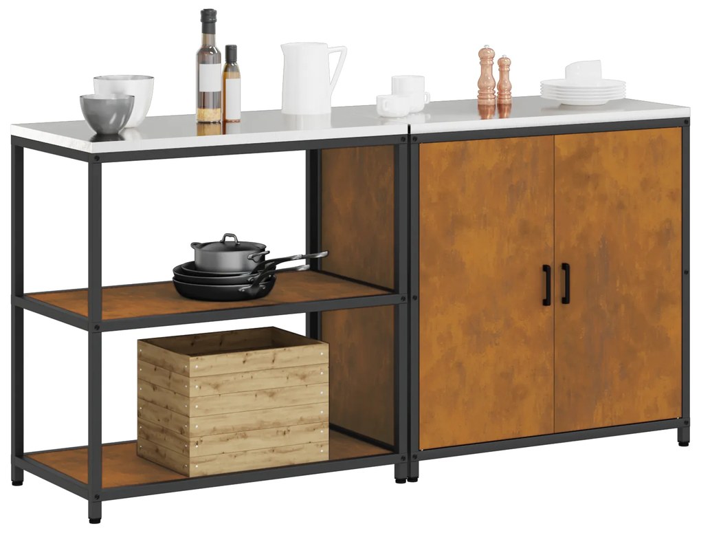 vidaXL Σετ Αποθήκευσης Κουζίνας 2 pcs Σκ rusty 150 x 50 x 92 εκ.