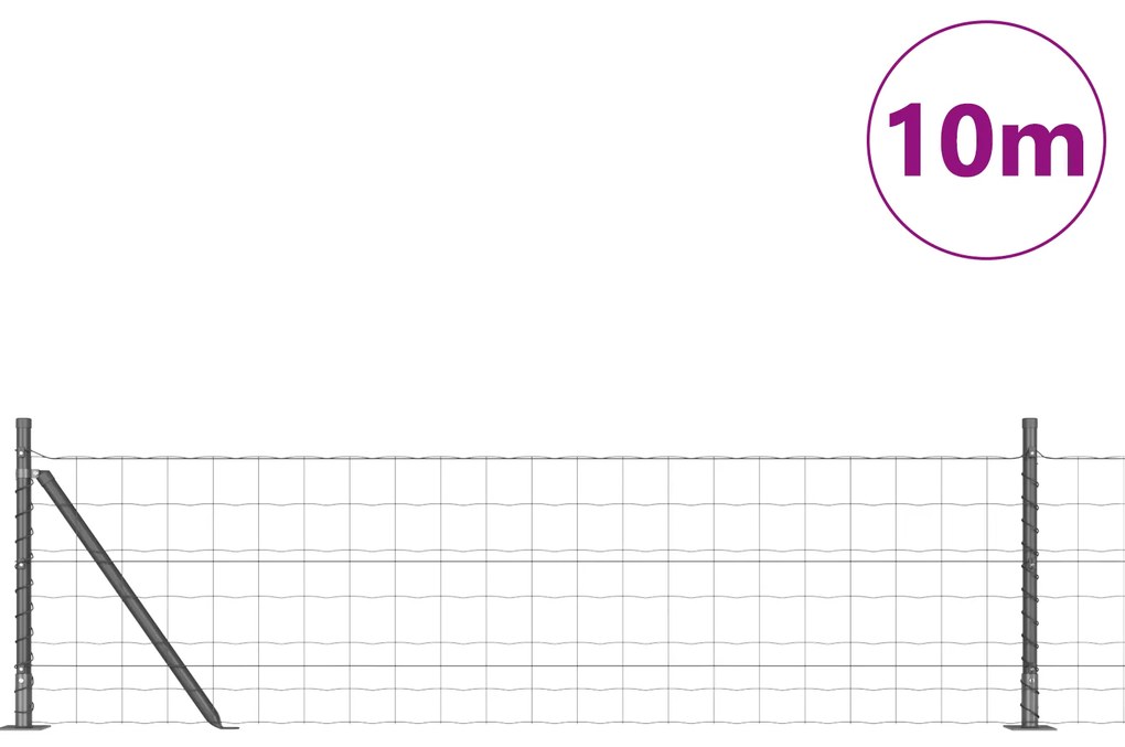 vidaXL Euro Fence με 7 Φλαντζωτές Στήλες 0.4x10 μ Γαλβανισμένο Ατσάλι.