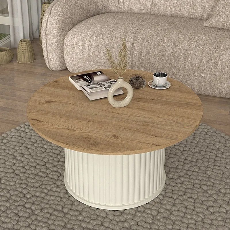 Megapap Τραπεζάκι Σαλονιού Bohema Ivory - Sepet Oak