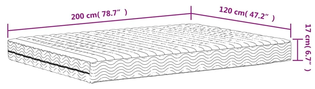 Στρώμα Αφρού Σκληρότητα H2 H3 Λευκό 120 x 200 εκ. - Λευκό