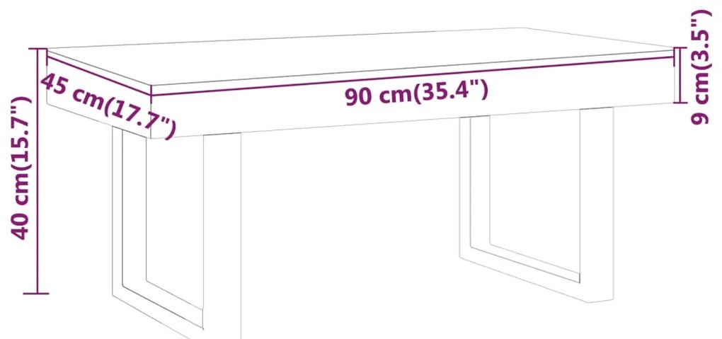 Τραπεζάκι Σαλονιού Αν. Καφέ/Μαύρο 90x45x40 εκ. από MDF/Σίδερο - Καφέ