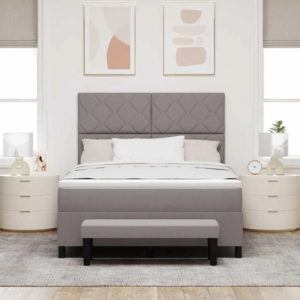 vidaXL Κρεβάτι με ελατήρια με στρώμα Taupe 140 x 190 cm ύφασμα