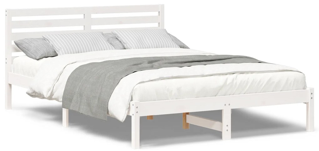 vidaXL Σκελετός Κρεβατιού Λευκό 140 x 220 cm Συμπαγές ξύλο πεύκου