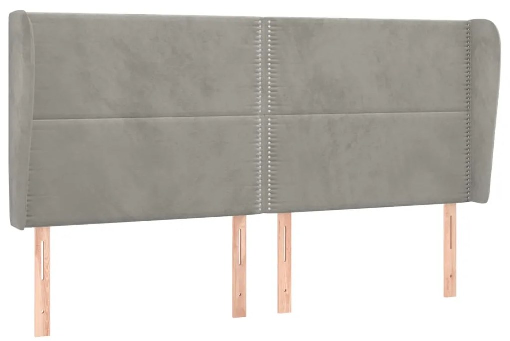 Κεφαλάρι με Πτερύγια Ανοιχτό Γκρι 183x23x118/128 εκ. Βελούδινο 3117876