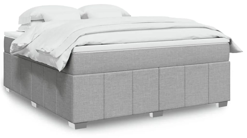 Κρεβάτι Boxspring με Στρώμα Ανοιχτό Γκρι 180x200 εκ. Υφασμάτινο - Γκρι