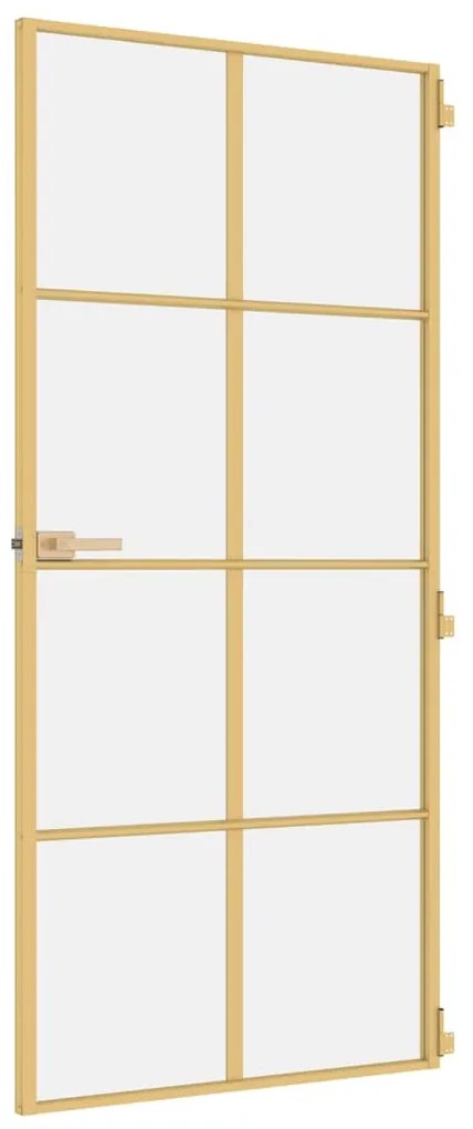 vidaXL Εσωτερική Πόρτα Χρυσή 93 x 201,5 εκ. Ψημένο Γυαλί &amp; Αλουμίνιο