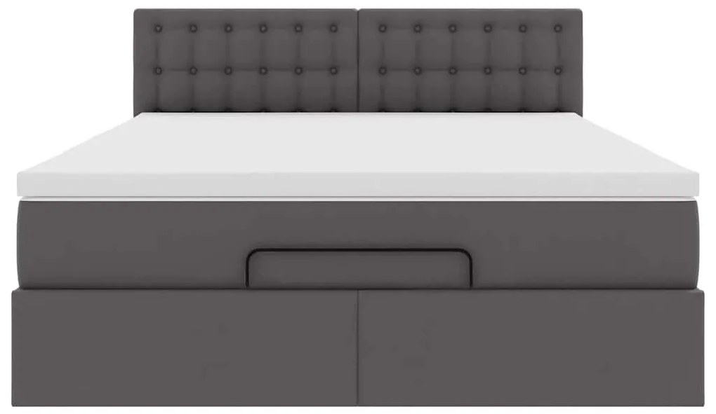 Οθωμανικό κρεβάτι με στρώμα Γκρι 140x200cm Faux Leather 3311311