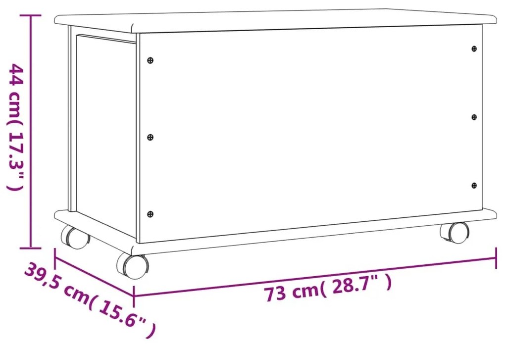 Μπαούλο με Ρόδες ALTA Λευκό 73x39,5x43 εκ. Μασίφ Ξύλο Πεύκου - Λευκό