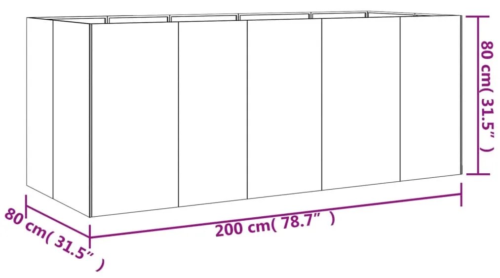 Ζαρντινιέρα 200 x 80 x 80 εκ. από Ατσάλι Σκληρυθέν στον Αέρα - Καφέ