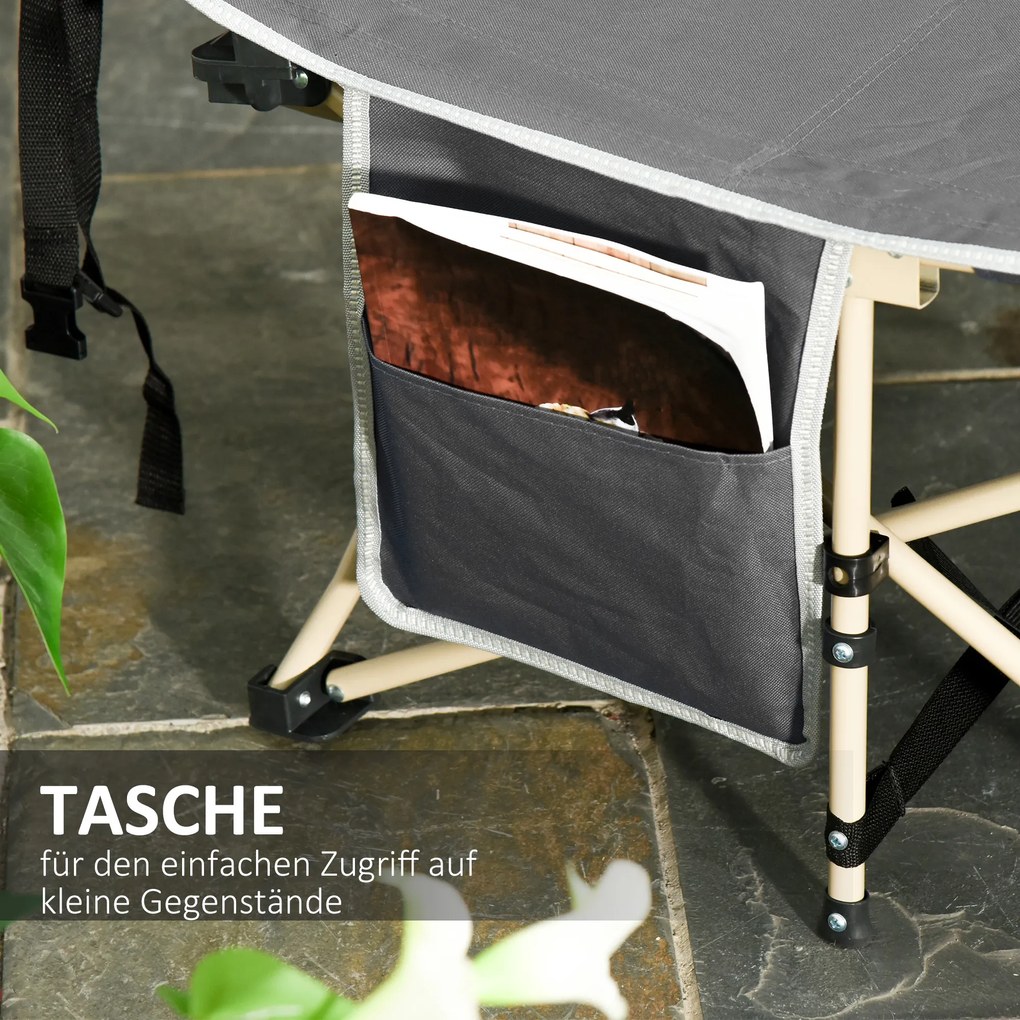 Outsunny Στρατιωτικό κρεβάτι, κρεβάτι κάμπινγκ, πτυσσόμενο, ανθεκτικό στις καιρικές συνθήκες, με τσάντα μεταφοράς, 190 x 68 x 52 cm, Γκρι